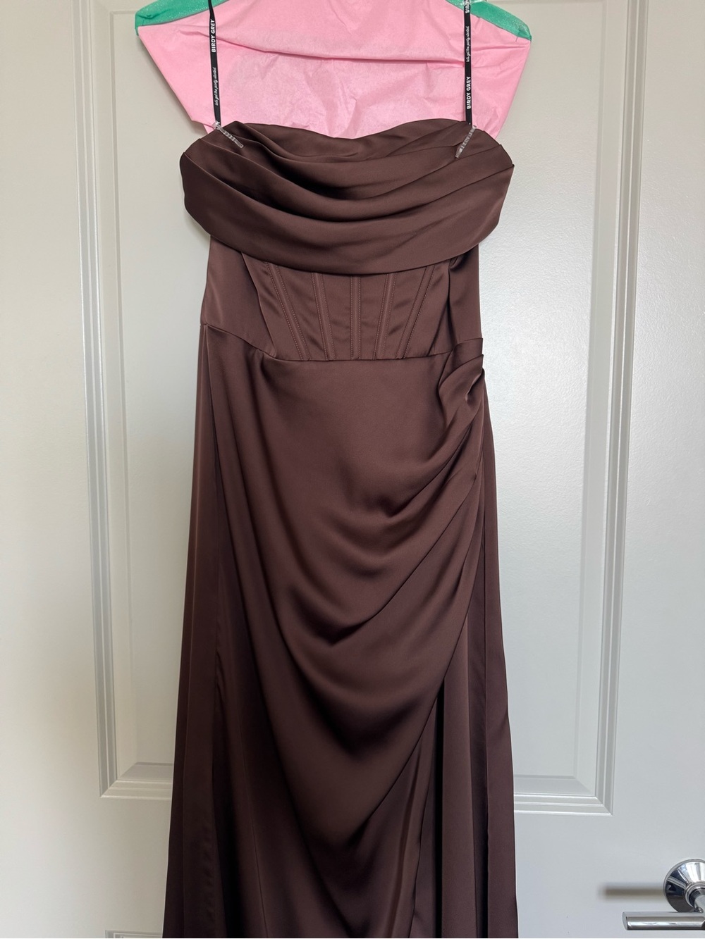 Strapless Chocolate Brown Evening Gown